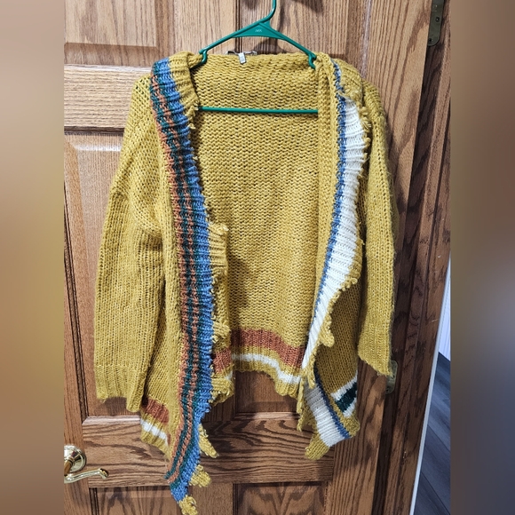 BKE Mustard and Multicolor Knit Cardigan - Picture 1 of 3